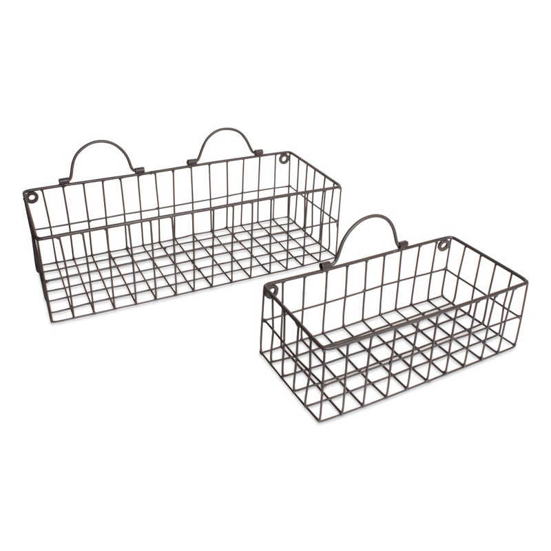 DII Farmhouse Vintage DÃ©cor, Wire Wall Basket, Assorted, Gray, 2 Piece - Image 1